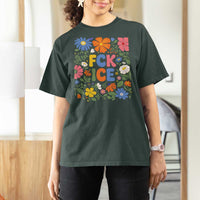 Fck Ice T Shirt For Women Funny Boho Floral Resist Retro Pro Immigration