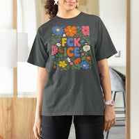 Fck Ice T Shirt For Women Funny Boho Floral Resist Retro Pro Immigration
