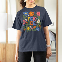Fck Ice T Shirt For Women Funny Boho Floral Resist Retro Pro Immigration
