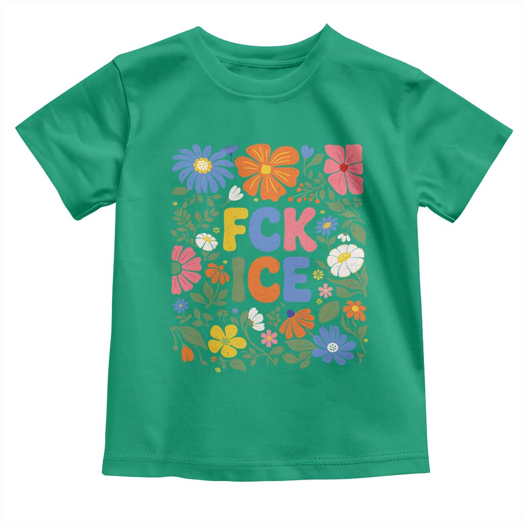 Fck Ice Toddler T Shirt Funny Boho Floral Resist Retro Pro Immigration