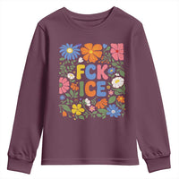 Fck Ice Youth Sweatshirt Funny Boho Floral Resist Retro Pro Immigration