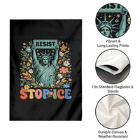 Stop ICE Garden Flag Funny Statue of Liberty Boho Floral Resist Retro