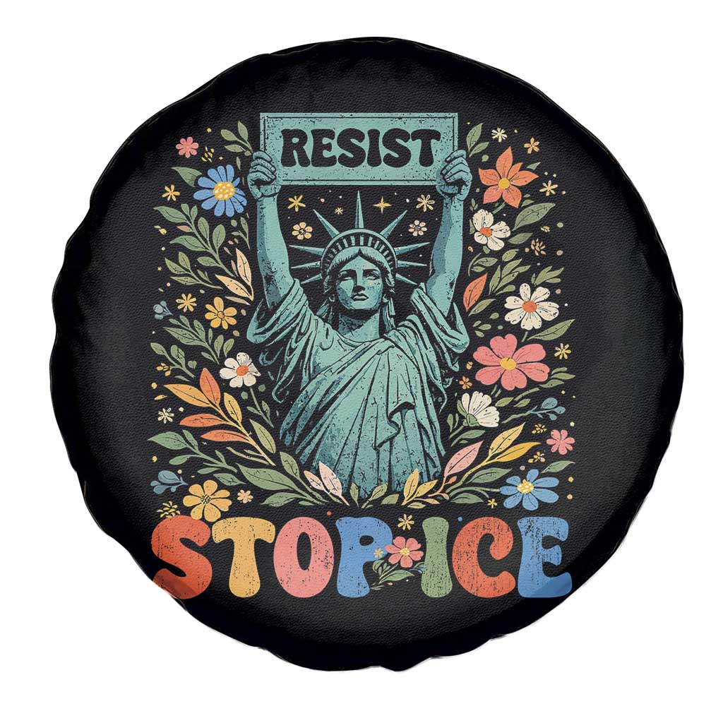 Stop ICE Spare Tire Cover Funny Statue of Liberty Boho Floral Resist Retro