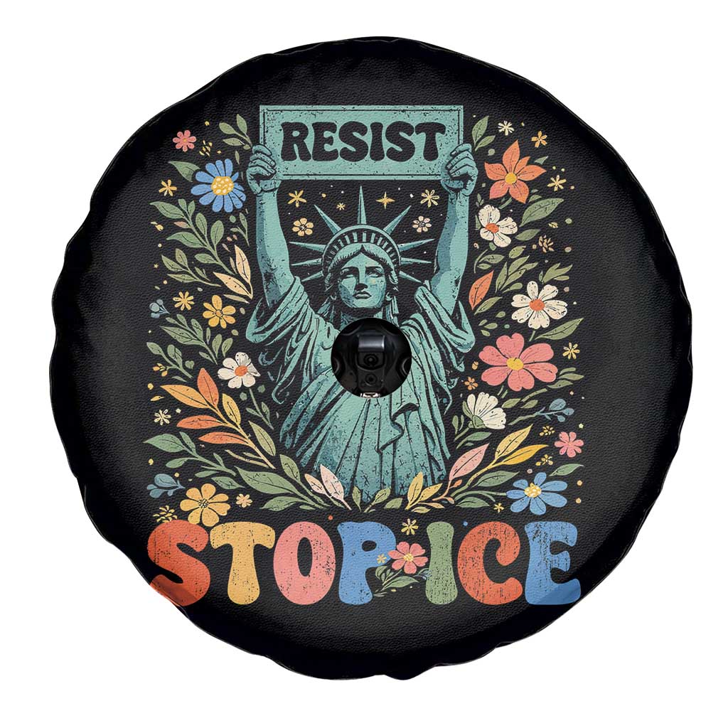 Stop ICE Spare Tire Cover Funny Statue of Liberty Boho Floral Resist Retro