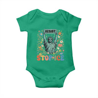 Stop ICE Baby Onesie Funny Statue of Liberty Boho Floral Resist Retro