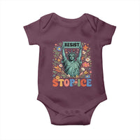 Stop ICE Baby Onesie Funny Statue of Liberty Boho Floral Resist Retro
