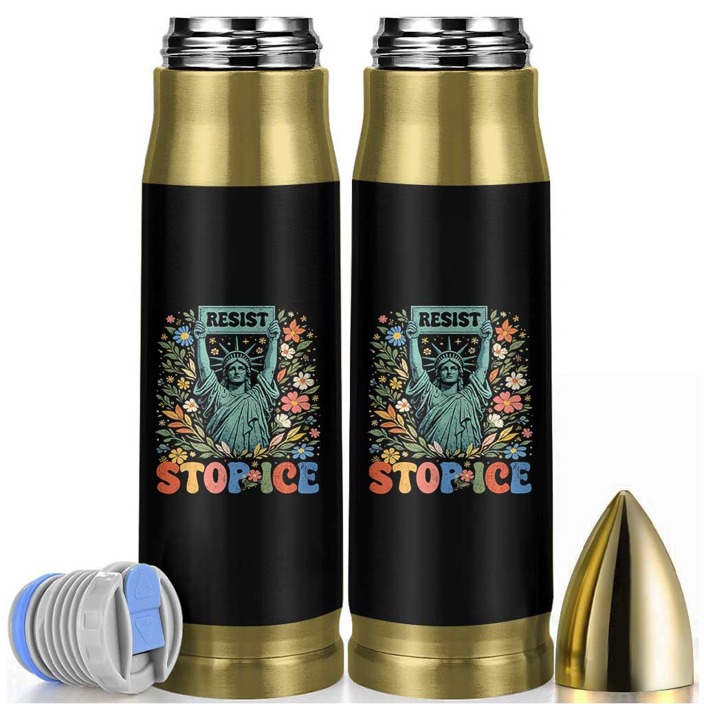 Stop ICE Bullet Tumbler Funny Statue of Liberty Boho Floral Resist Retro