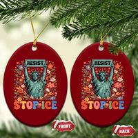 Stop ICE Ceramic Ornament Funny Statue of Liberty Boho Floral Resist Retro