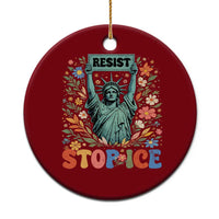 Stop ICE Ceramic Ornament Funny Statue of Liberty Boho Floral Resist Retro
