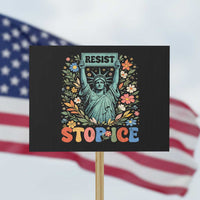 Stop ICE Protest Sign Funny Statue of Liberty Boho Floral Resist Retro
