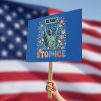 Stop ICE Protest Sign Funny Statue of Liberty Boho Floral Resist Retro