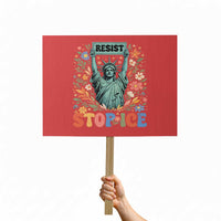 Stop ICE Protest Sign Funny Statue of Liberty Boho Floral Resist Retro