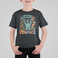 Stop ICE T Shirt For Kid Funny Statue of Liberty Boho Floral Resist Retro