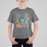 Stop ICE T Shirt For Kid Funny Statue of Liberty Boho Floral Resist Retro
