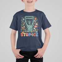 Stop ICE T Shirt For Kid Funny Statue of Liberty Boho Floral Resist Retro