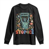 Stop ICE Long Sleeve Shirt Funny Statue of Liberty Boho Floral Resist Retro