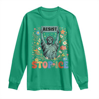 Stop ICE Long Sleeve Shirt Funny Statue of Liberty Boho Floral Resist Retro