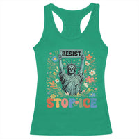 Stop ICE Racerback Tank Top Funny Statue of Liberty Boho Floral Resist Retro