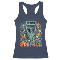 Stop ICE Racerback Tank Top Funny Statue of Liberty Boho Floral Resist Retro