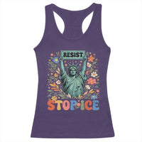 Stop ICE Racerback Tank Top Funny Statue of Liberty Boho Floral Resist Retro