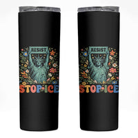 Stop ICE Skinny Tumbler Funny Statue of Liberty Boho Floral Resist Retro