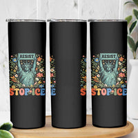 Stop ICE Skinny Tumbler Funny Statue of Liberty Boho Floral Resist Retro