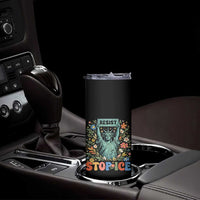 Stop ICE Skinny Tumbler Funny Statue of Liberty Boho Floral Resist Retro