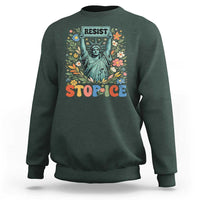 Stop ICE Sweatshirt Funny Statue of Liberty Boho Floral Resist Retro
