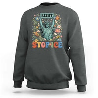 Stop ICE Sweatshirt Funny Statue of Liberty Boho Floral Resist Retro