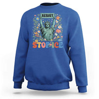 Stop ICE Sweatshirt Funny Statue of Liberty Boho Floral Resist Retro