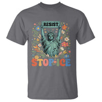 Stop ICE T Shirt Funny Statue of Liberty Boho Floral Resist Retro