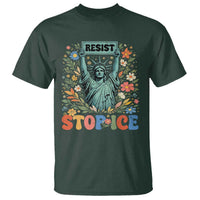 Stop ICE T Shirt Funny Statue of Liberty Boho Floral Resist Retro