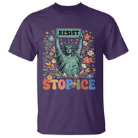 Stop ICE T Shirt Funny Statue of Liberty Boho Floral Resist Retro