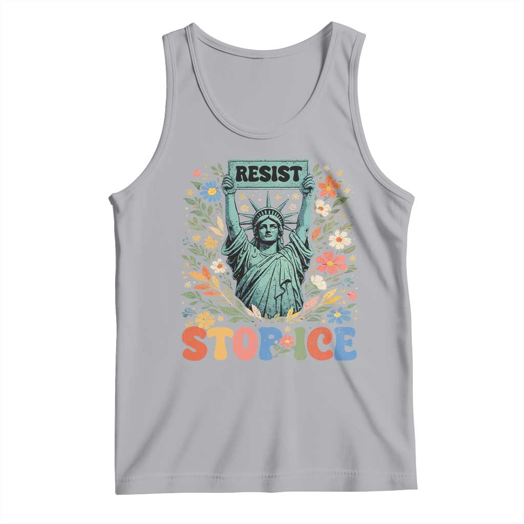 Stop ICE Tank Top Funny Statue of Liberty Boho Floral Resist Retro