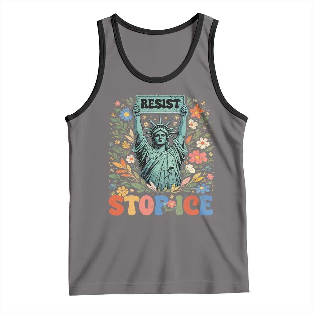 Stop ICE Tank Top Funny Statue of Liberty Boho Floral Resist Retro