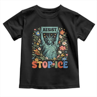 Stop ICE Toddler T Shirt Funny Statue of Liberty Boho Floral Resist Retro