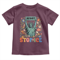 Stop ICE Toddler T Shirt Funny Statue of Liberty Boho Floral Resist Retro