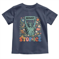 Stop ICE Toddler T Shirt Funny Statue of Liberty Boho Floral Resist Retro