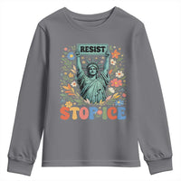 Stop ICE Youth Sweatshirt Funny Statue of Liberty Boho Floral Resist Retro