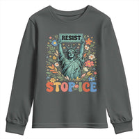 Stop ICE Youth Sweatshirt Funny Statue of Liberty Boho Floral Resist Retro