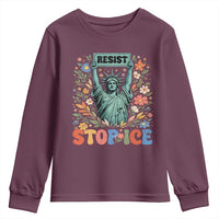 Stop ICE Youth Sweatshirt Funny Statue of Liberty Boho Floral Resist Retro