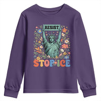 Stop ICE Youth Sweatshirt Funny Statue of Liberty Boho Floral Resist Retro