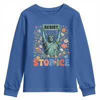 Stop ICE Youth Sweatshirt Funny Statue of Liberty Boho Floral Resist Retro