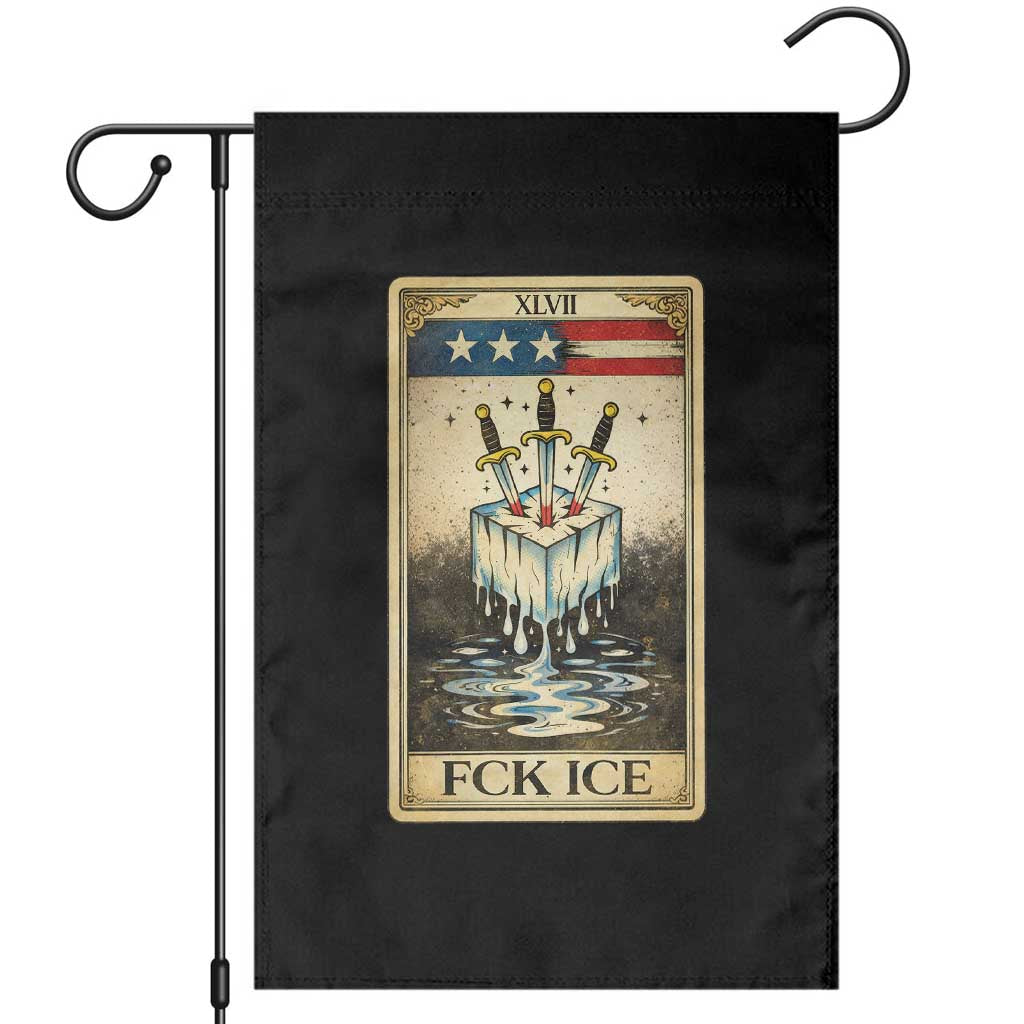 Fck Ice Garden Flag Retro Tarot Card FDT Protest Satirical Graphic