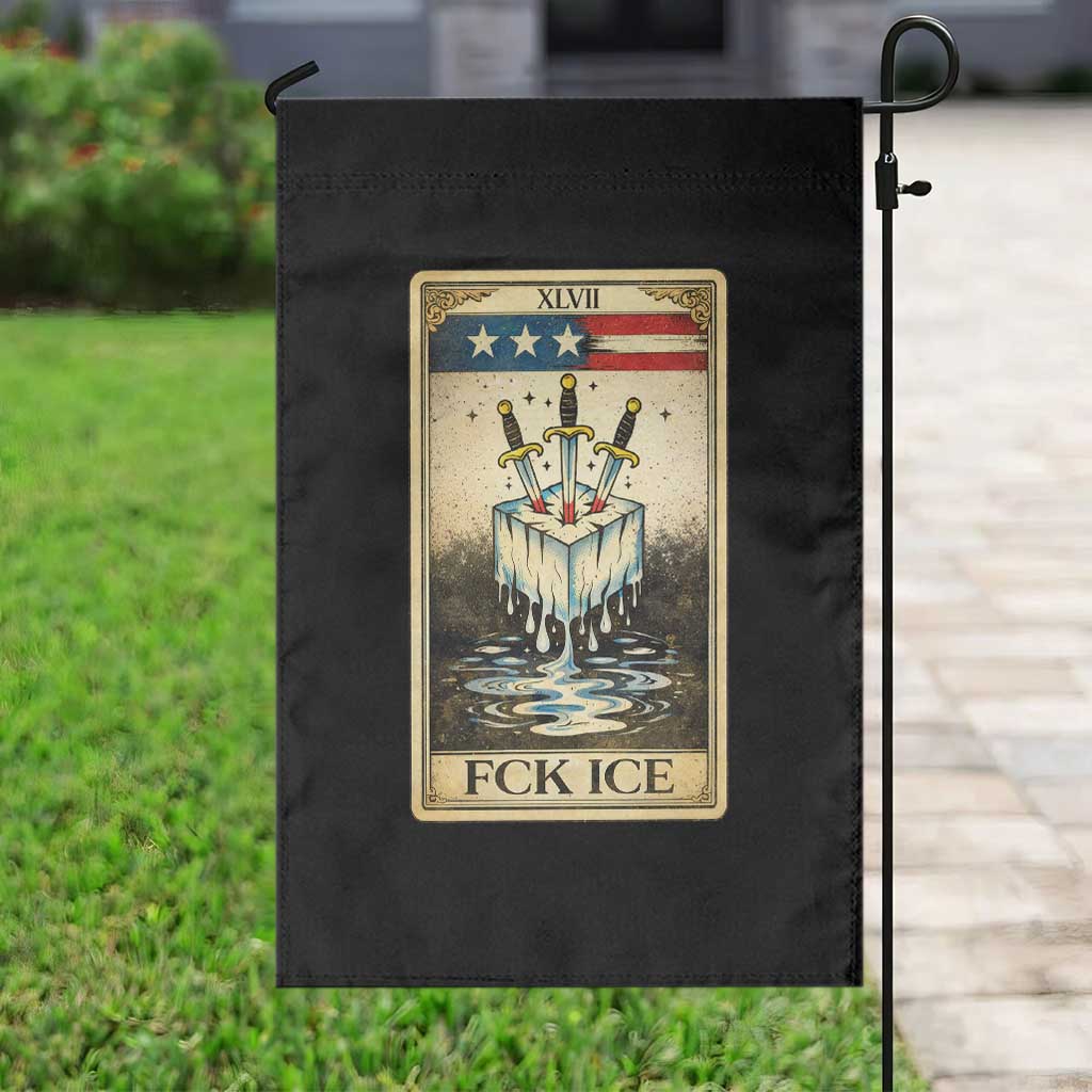 Fck Ice Garden Flag Retro Tarot Card FDT Protest Satirical Graphic