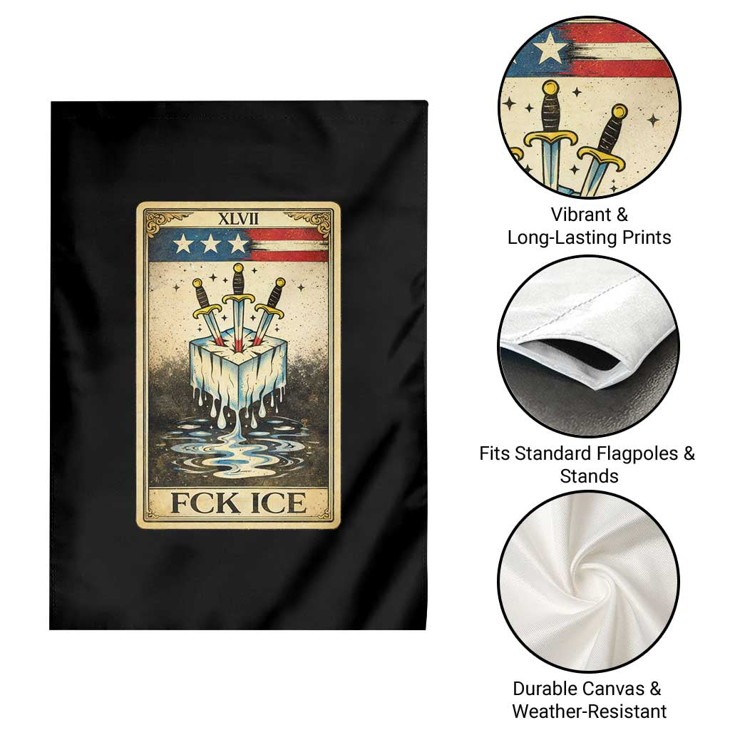 Fck Ice Garden Flag Retro Tarot Card FDT Protest Satirical Graphic