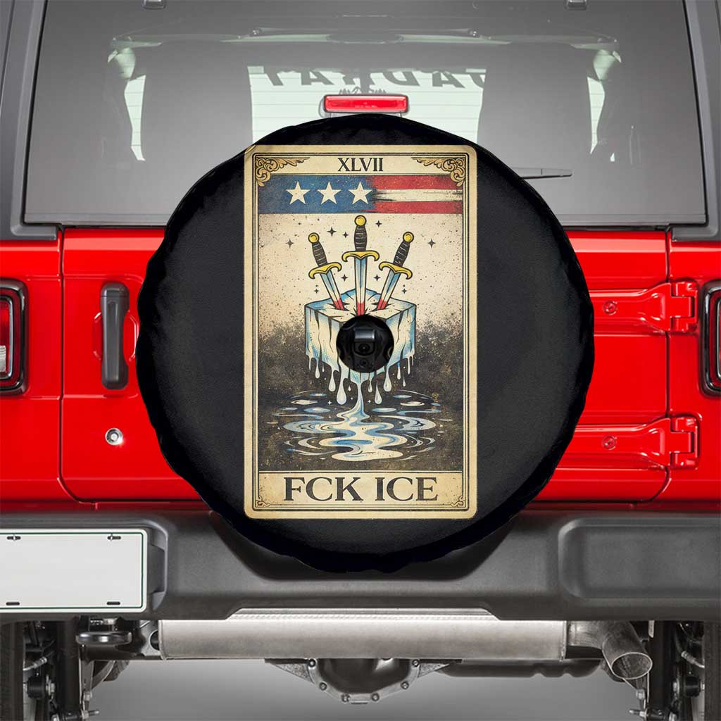 Fck Ice Spare Tire Cover Retro Tarot Card FDT Protest Satirical Graphic