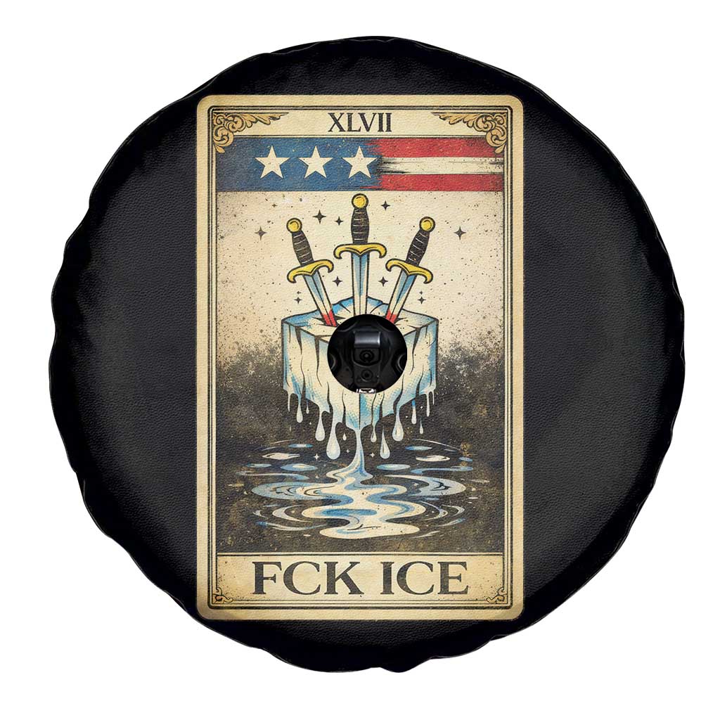 Fck Ice Spare Tire Cover Retro Tarot Card FDT Protest Satirical Graphic