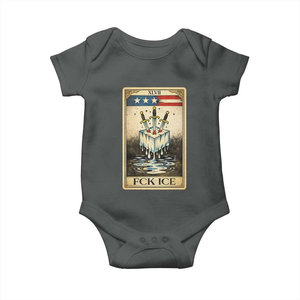 Fck Ice Baby Onesie Retro Tarot Card FDT Protest Satirical Graphic