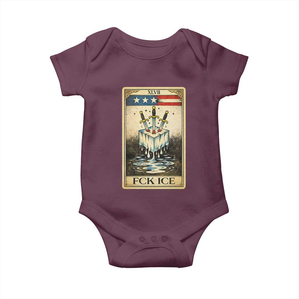 Fck Ice Baby Onesie Retro Tarot Card FDT Protest Satirical Graphic